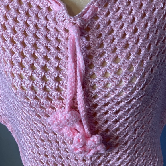 Hand crocheted pink cape poncho - Picture 5 of 7